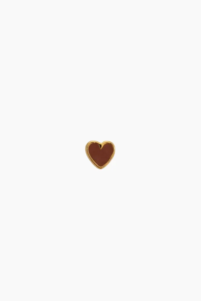 STINE A Petit Love Heart Mocha Enamel – guld — produktfoto