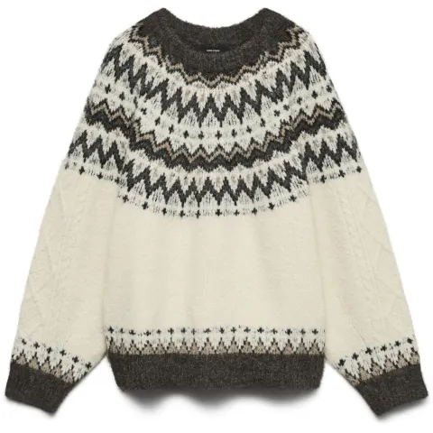 Vero Moda pullover Vmjuliana – Birch Pattern CHOCLATE TORTE/SILVER MINK/BLACK — produktfoto