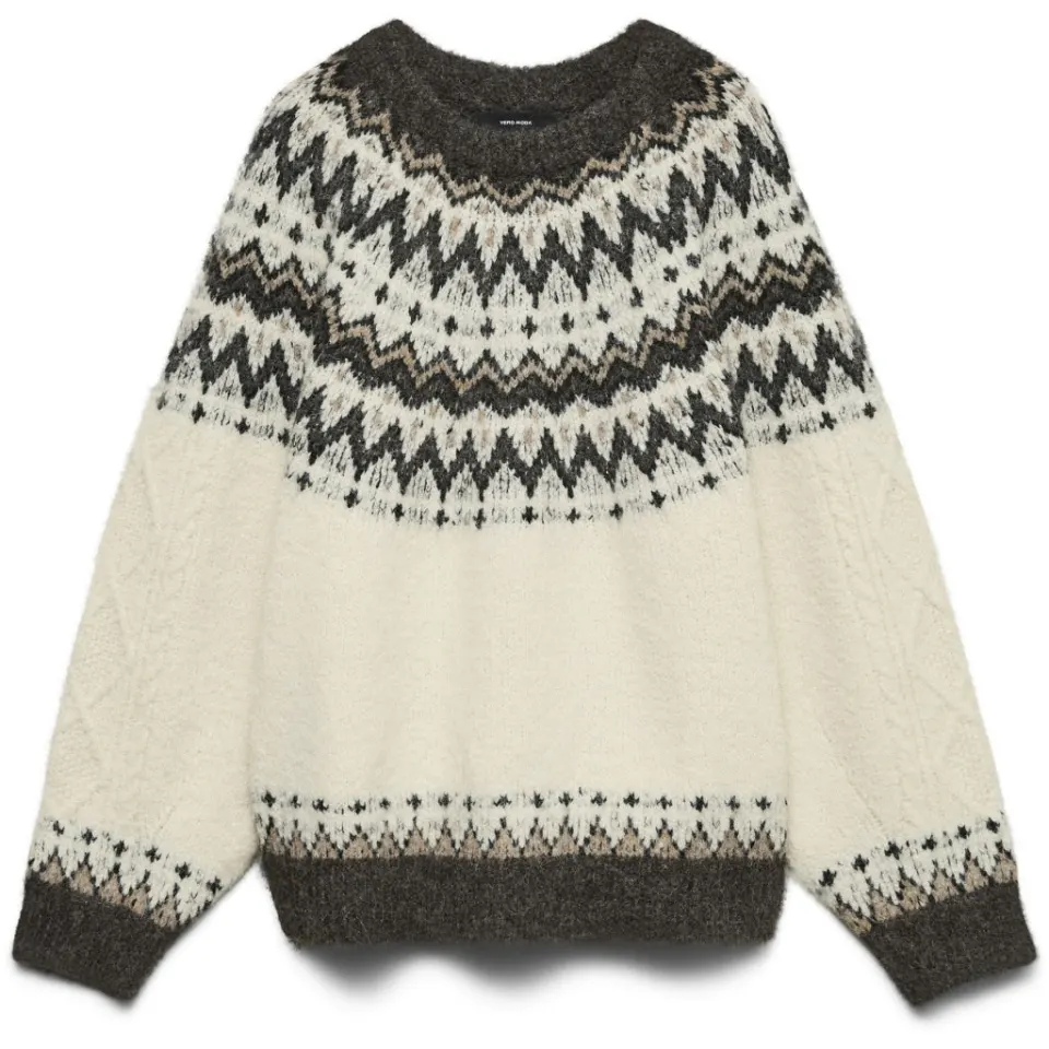 Vero Moda pullover Vmjuliana – Birch Pattern CHOCLATE TORTE/SILVER MINK/BLACK — produktfoto