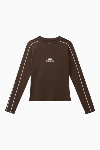 bareen AW26 Logo Stretch Long Sleeve – brun — produktfoto
