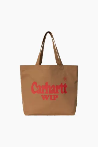 Carhartt Canvas Graphic Tote Large - Spree Print, Hamilton Brown/Red – Carhartt WIP — produktfoto