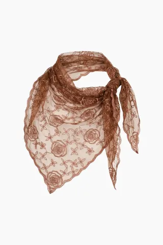 byQNTS Sille Lace Scarf – brun — produktfoto