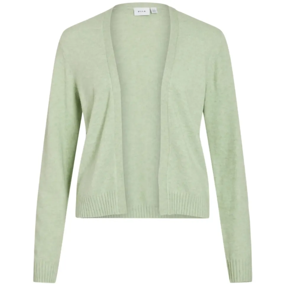 VILA Cardigan Viril Short L/S Knit Cardigan-noos – Smoke Green LIGHT MELANGE — produktfoto