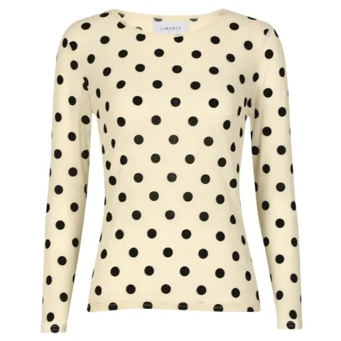 Liberté bluse Mesh – IVORY BLACK BIG FLOCK DOT — produktfoto