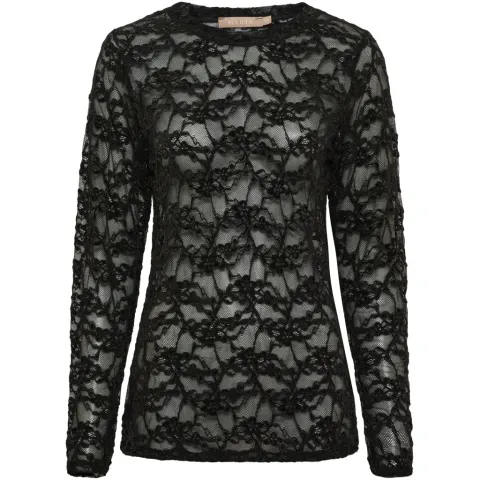Marta du Château langærmet blonde t-shirt MdcPrimula 8941 – sort — produktfoto