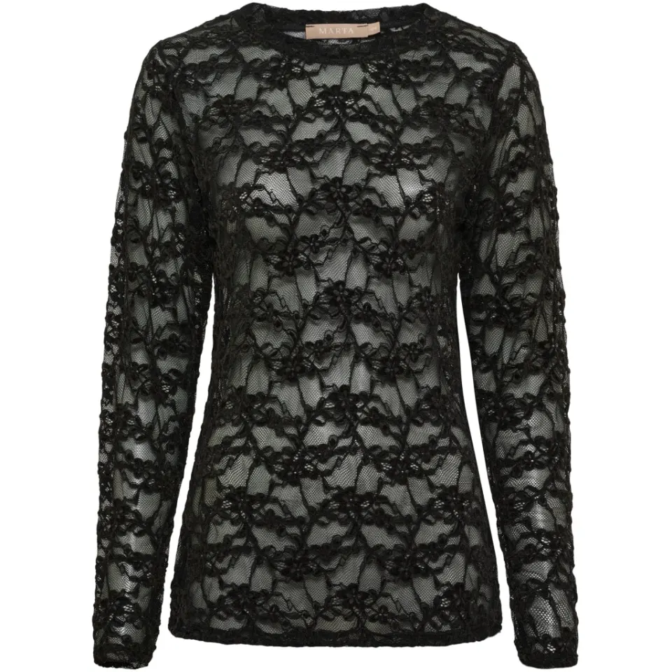 Marta du Château langærmet blonde t-shirt MdcPrimula 8941 – sort — produktfoto
