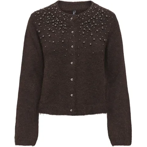 ONLY Cardigan ONLMiggie – Coffee Bean Melange/Silver Metal Pearl — produktfoto
