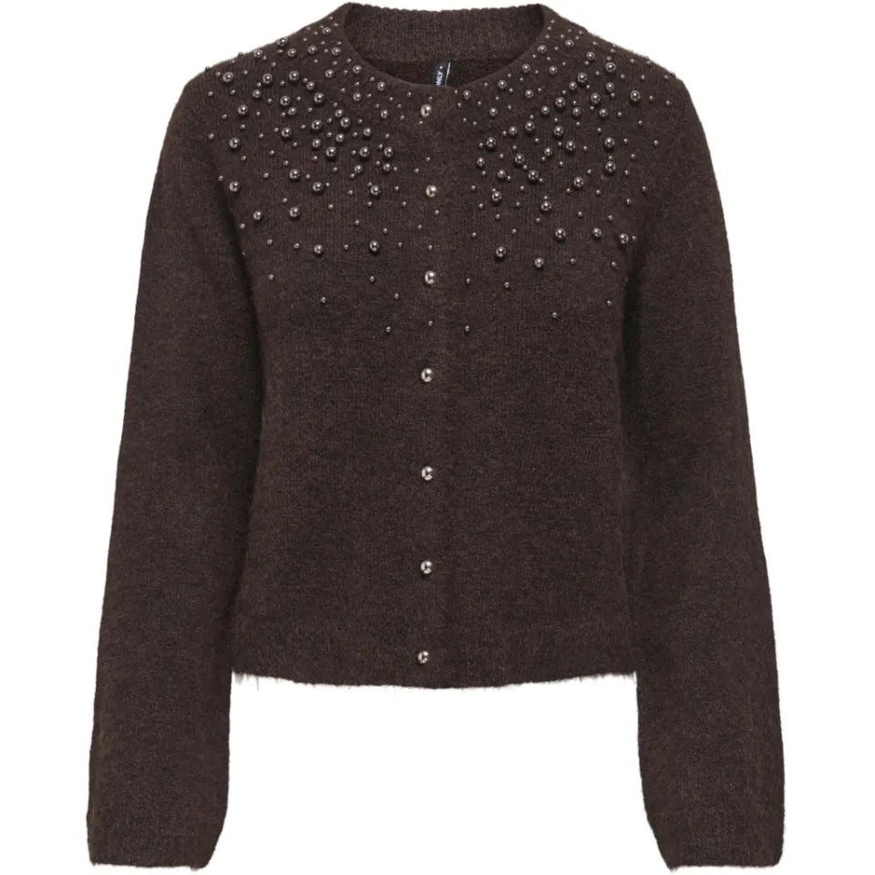 ONLY Cardigan ONLMiggie – Coffee Bean Melange/Silver Metal Pearl — produktfoto