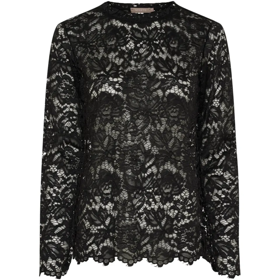 Marta du Château langærmet blonde t-shirt MdcMilley 7707 – sort — produktfoto