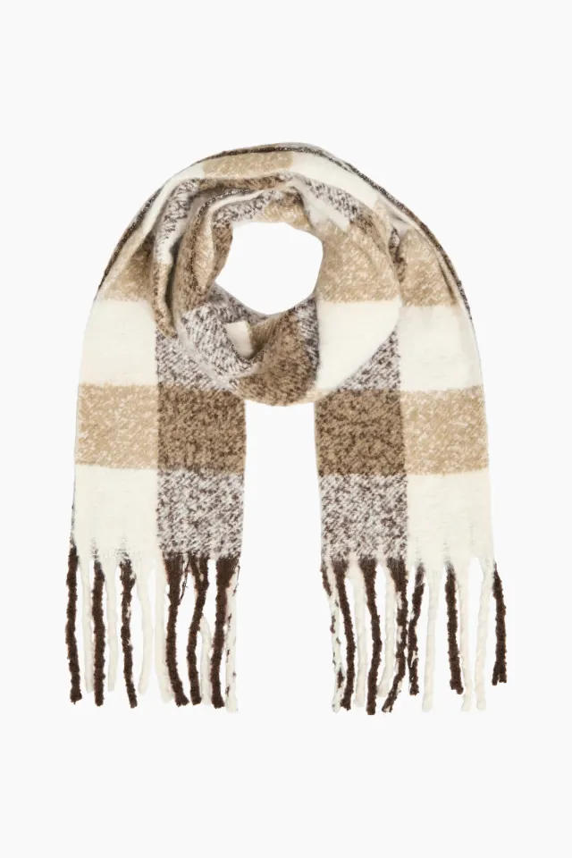 .Object Objmitta Check Scarf Rep - Desert Taupe/Multi – Object — produktfoto