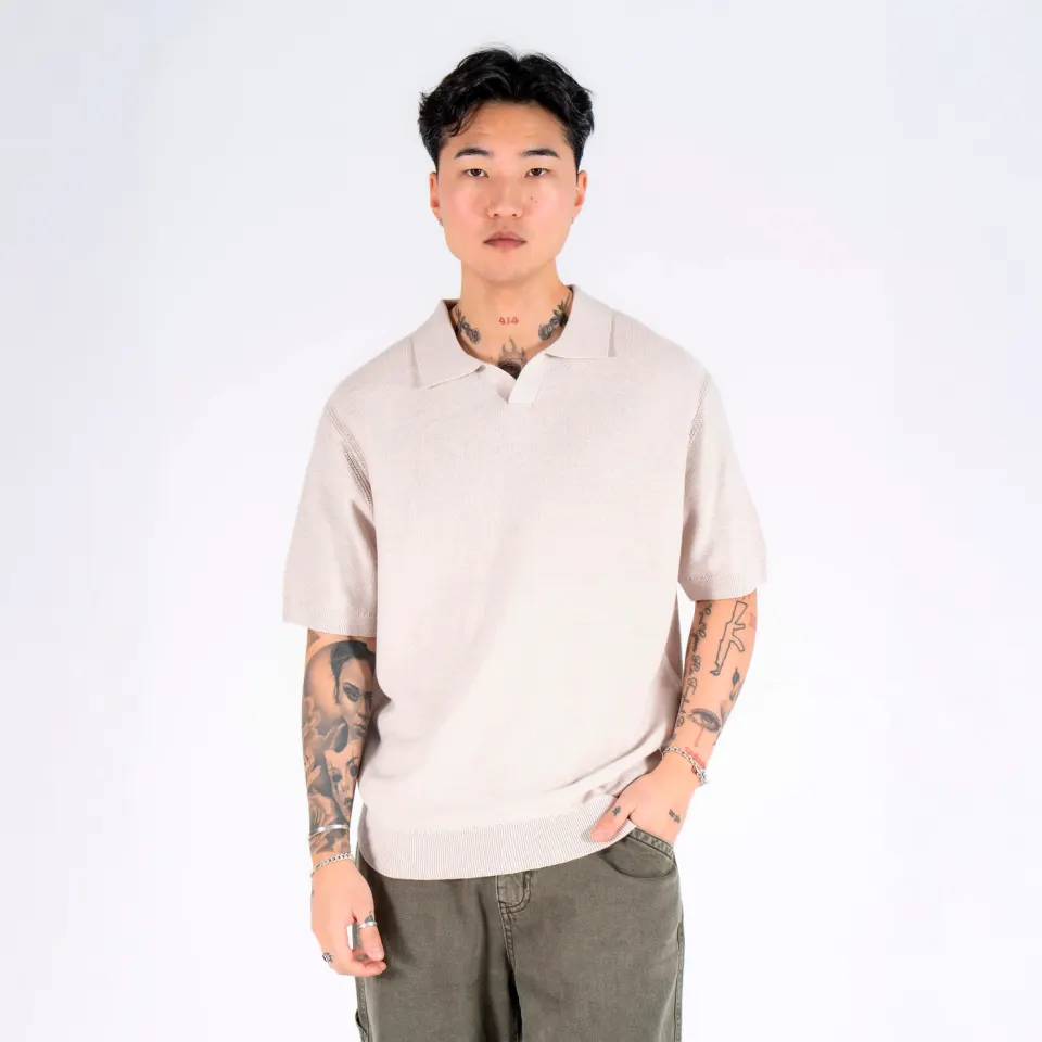 Marcus MAcohen knitted polo – Wind Chrime — produktfoto