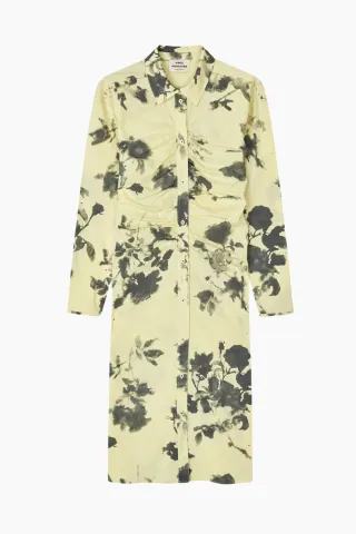 Mads Nørgaard Poplinea Iris Dress AOP – Ink Flower/ Tender Yellow — produktfoto