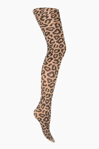 Sneaky Fox Leopard Pantyhose – Cocoa Creme — produktfoto