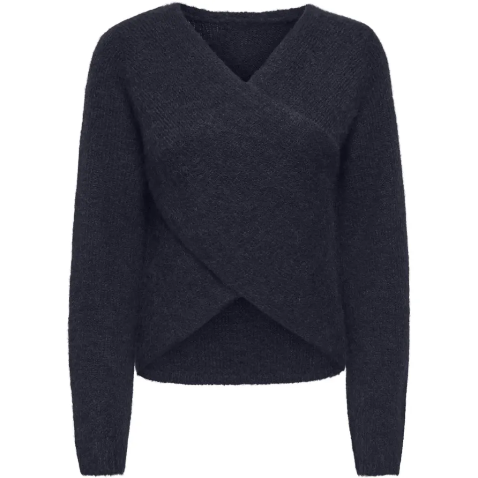 ONLY strik Onlmaggie med V-hals – Night Sky Melange — produktfoto