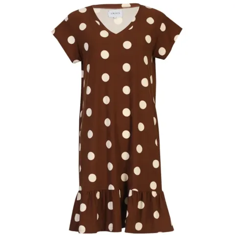 Liberté kjole Alma – BROWN CREME DOT — produktfoto