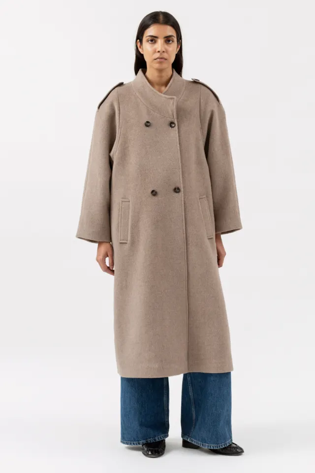 H2O Fagerholt Aunty Coat – Brown Melange — produktfoto