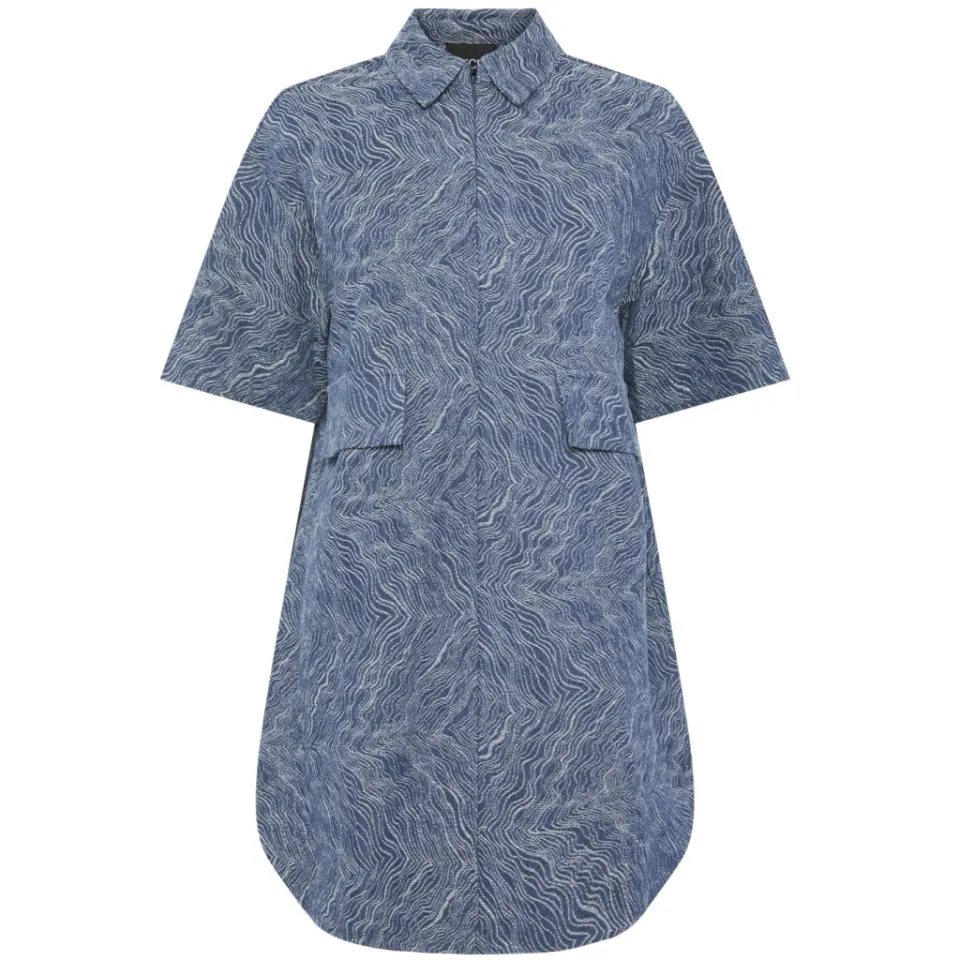 Pieces kjole Pcjennifer – Medium Blue Denim Jaquard — produktfoto