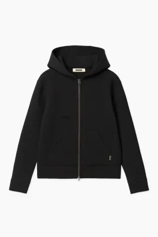 Woodbird WBWuji Scuba Zip Hoodie – sort — produktfoto