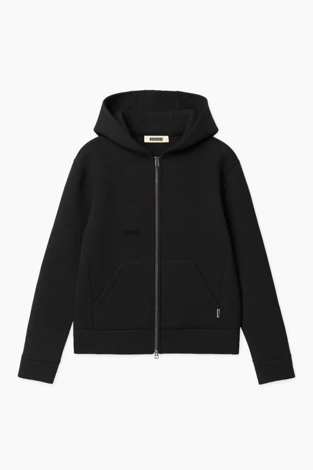 Woodbird WBWuji Scuba Zip Hoodie – sort — produktfoto