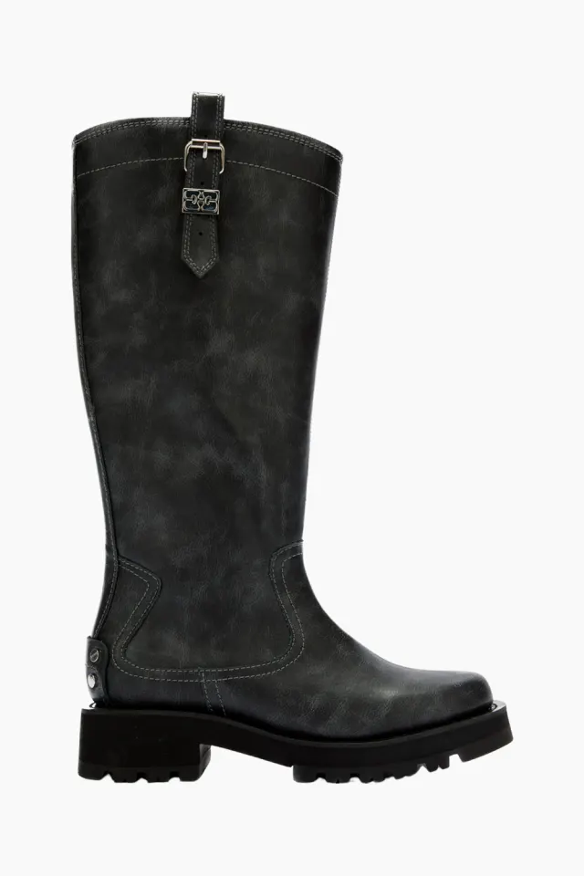 GANNI Studs High Boot Vintage S3166 – Ebony — produktfoto