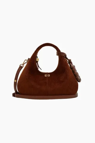 GANNI Hobo Mini Hobo Corduroy – Tortoise Shell — produktfoto