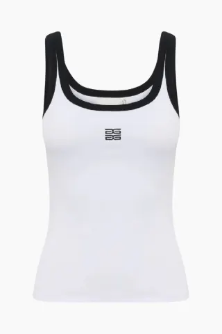 Gestuz GZdrew Contrast Logo Top – Bright White — produktfoto