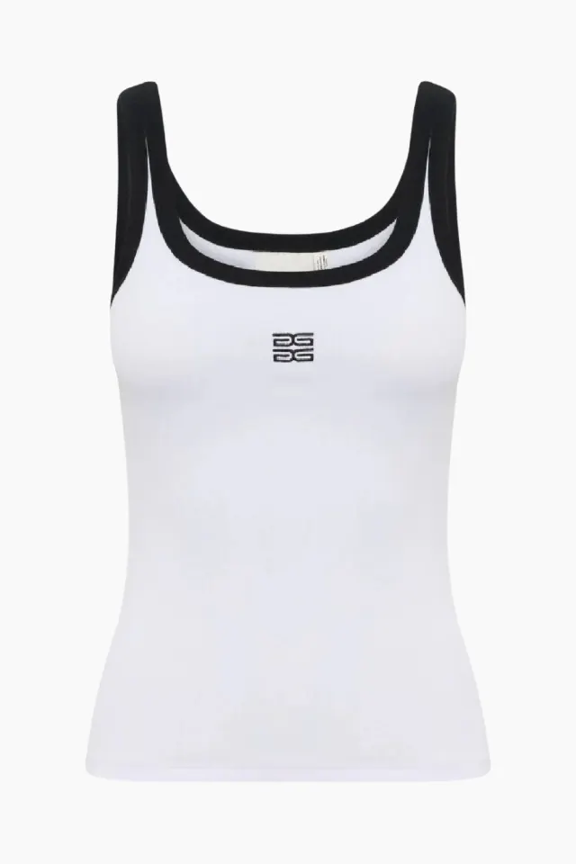 Gestuz GZdrew Contrast Logo Top – Bright White — produktfoto