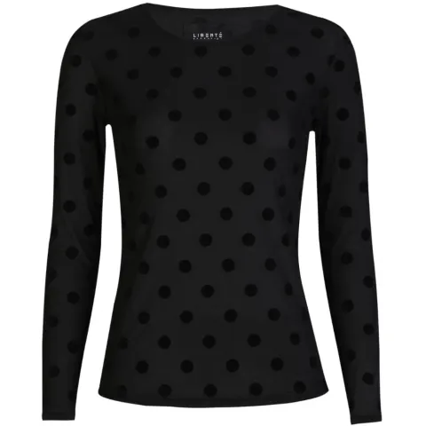 Liberté bluse Mesh – BLACK BIG FLOCK DOT — produktfoto