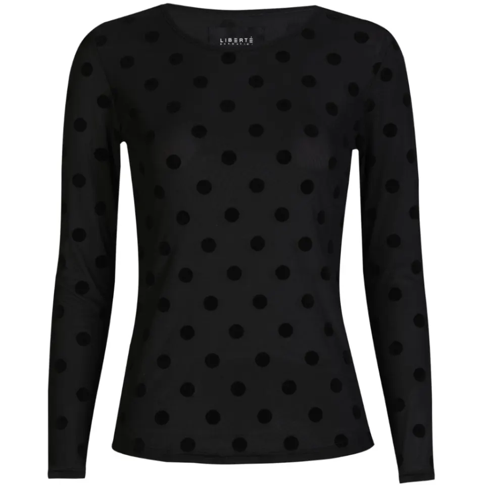 Liberté bluse Mesh – BLACK BIG FLOCK DOT — produktfoto