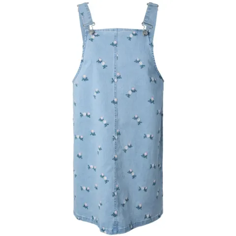 Pieces kjole Pcflora – Light Blue Denim PINK FLOWER EMBROIDERY — produktfoto