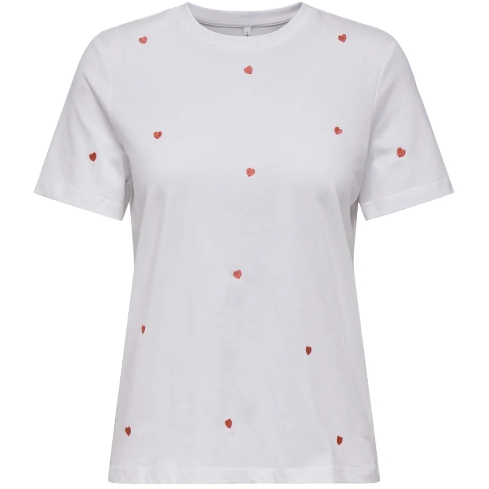 ONLY t-shirt Onlketty – Bright White HEART — produktfoto