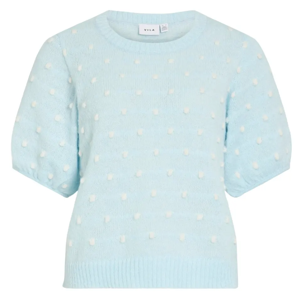VILA t-shirt Vidottie – Nantucket Breeze WHITE DOTS — produktfoto