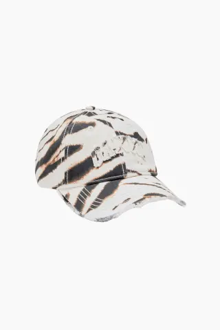 GANNI Printed Zebra Washed Cotton Canvas Cap B3020236 – Egret — produktfoto