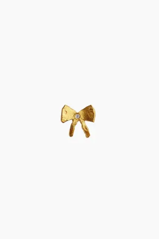 STINE A Petit Bow Earring With Stone – guld — produktfoto