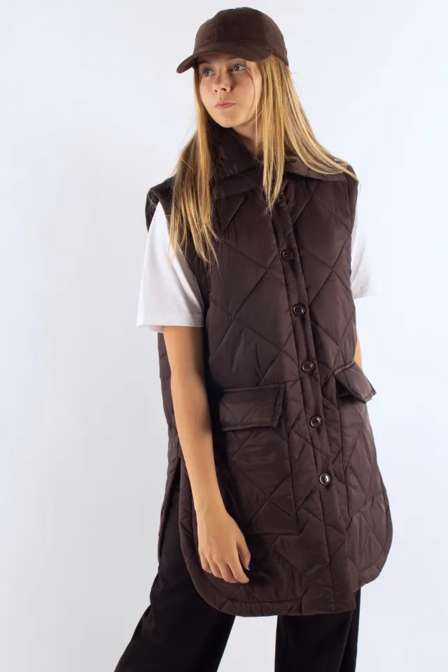 irréel FlorenceIR Quilt Vest – brun — produktfoto