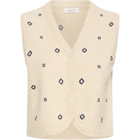 b.young Vest Bynadika – OYSTER GRAY GEOMETRIC EMB — produktfoto