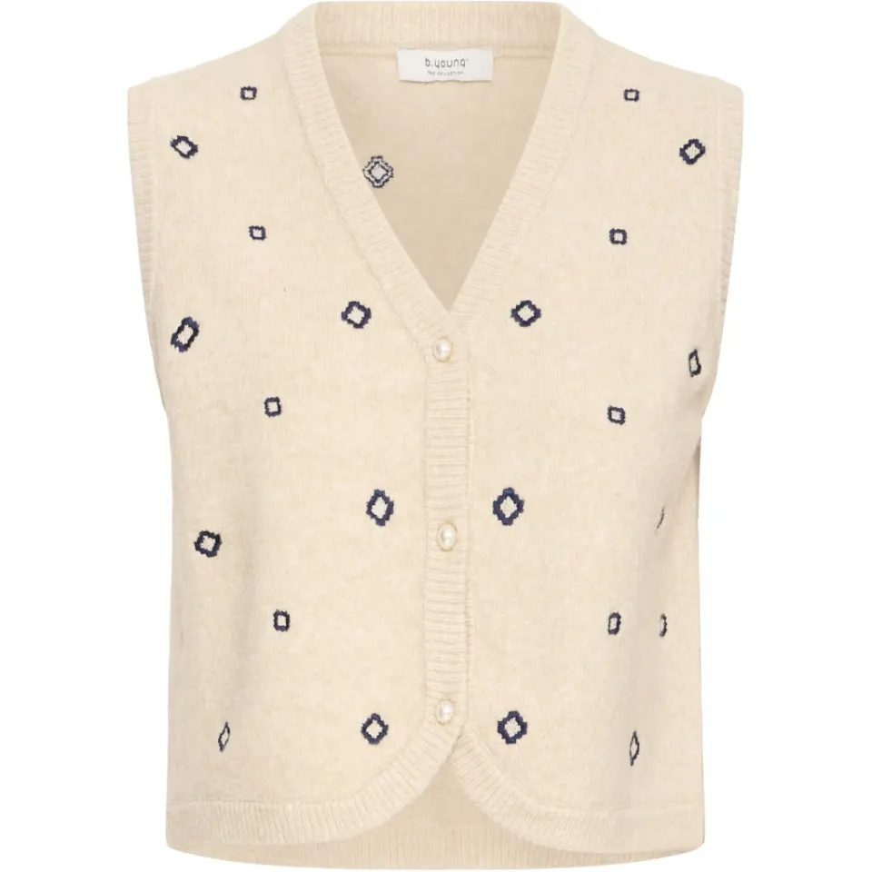 b.young Vest Bynadika – OYSTER GRAY GEOMETRIC EMB — produktfoto