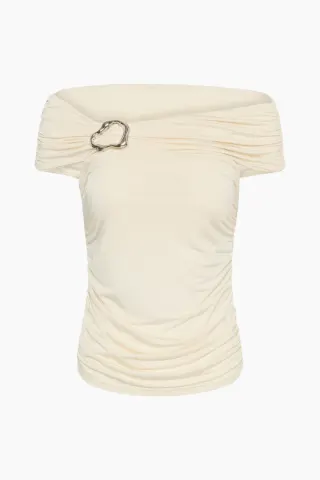 Gestuz GZlaily Off Shoulder Top – Egret — produktfoto