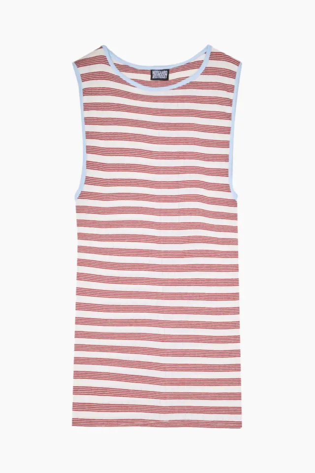 Nørgaard på Strøget NPS Tank Top BW Stripe – Ecru/Wine/Lt Blue — produktfoto