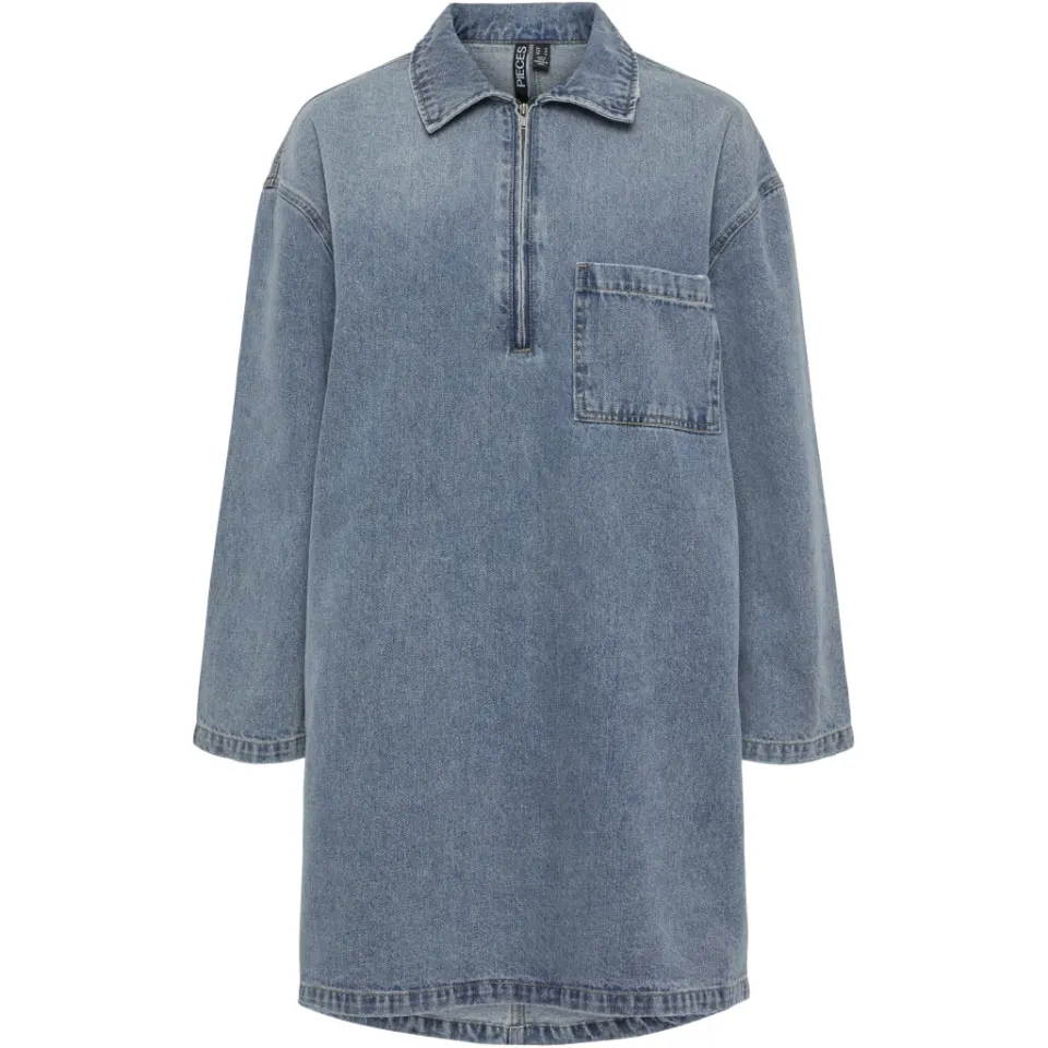 Pieces kjole Pcrene – Medium blue denim — produktfoto