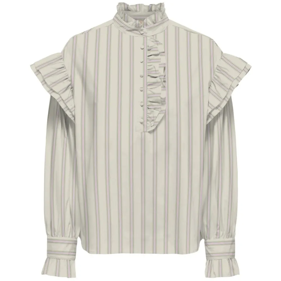 ONLY bluse Onlmalou – Bone White PINK LADY + HEDGE GREEN — produktfoto