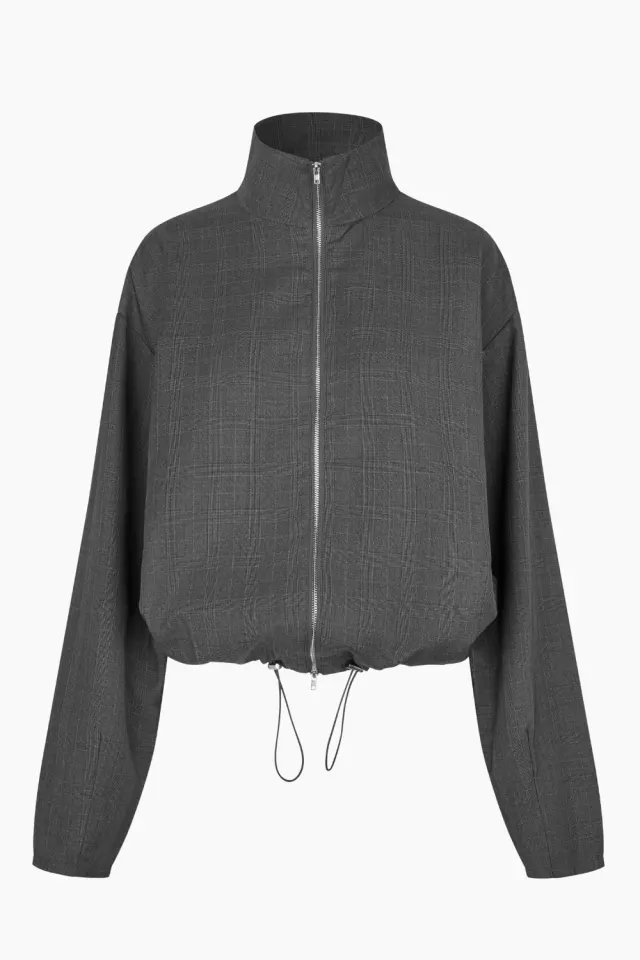 Oval Square Tammy Jacket – Grey Checks — produktfoto