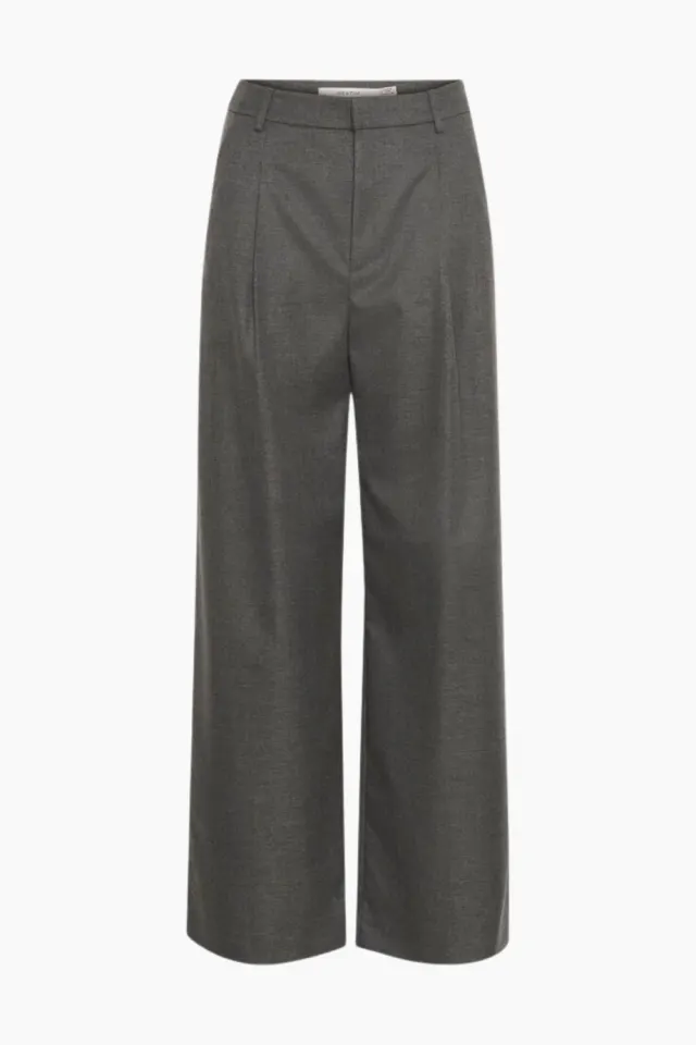Gestuz GZpaula MW Wide Pants – Dark Grey Melange — produktfoto