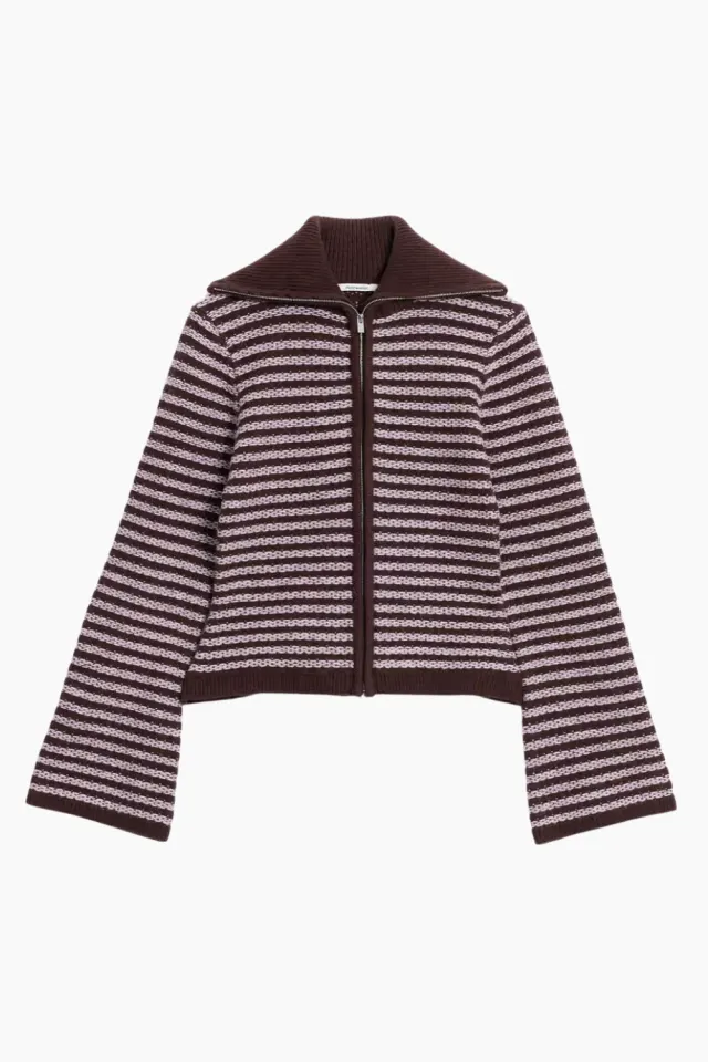 Holzweiler Lilla Stripe Cardigan – Brown Mix — produktfoto