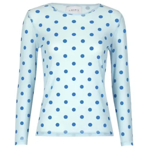 Liberté bluse Mesh – LIGHTBLUE BLUE DOT — produktfoto