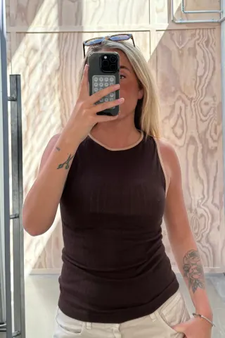 Nørgaard på Strøget NPS Tank Top Kontrast – Brown/Camel — produktfoto