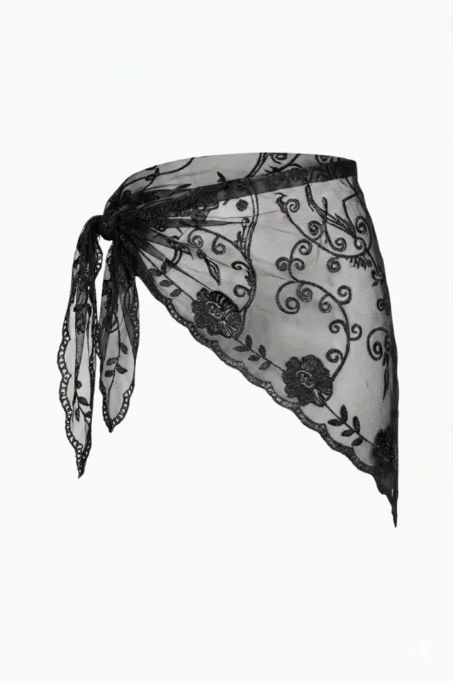 byQNTS Sille Lace Scarf – sort — produktfoto