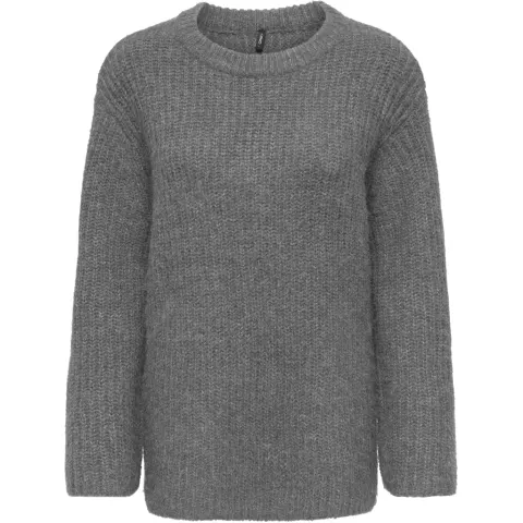 ONLY strik Onlmaggie med rund halsudskæring – Medium grey melange — produktfoto