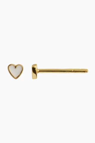 STINE A Petit Love Heart White Enamel – guld — produktfoto
