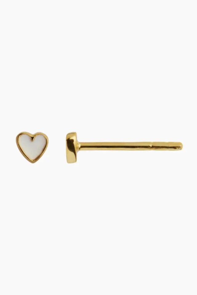 STINE A Petit Love Heart White Enamel – guld — produktfoto